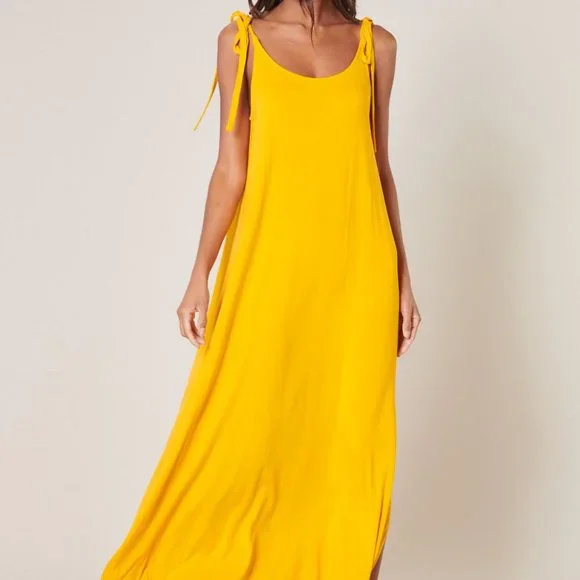 Sugarlips | Dresses | Sugarlips Verona Tie Strap Jersey Knit Maxi Dress  Mustard M | Poshmark